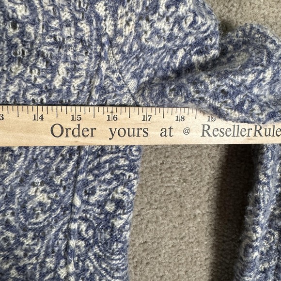 Angel Of The North Jacket Womens XS Blue White Wool Linen Paisley Blazer Knit - Picture 6 of 10